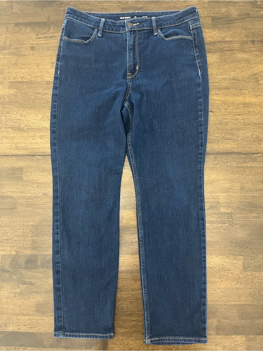 Old Navy High Rise Wow Straight Jeans Dark Wash Cotton Blend Sz 10 Short